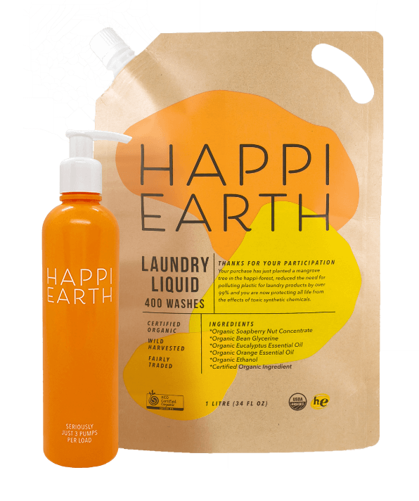 Happi Earth Laundry Liquid 1L 400回洗濯可能 Happi Earth Chemical Free Washing Products | Bio Detergent
